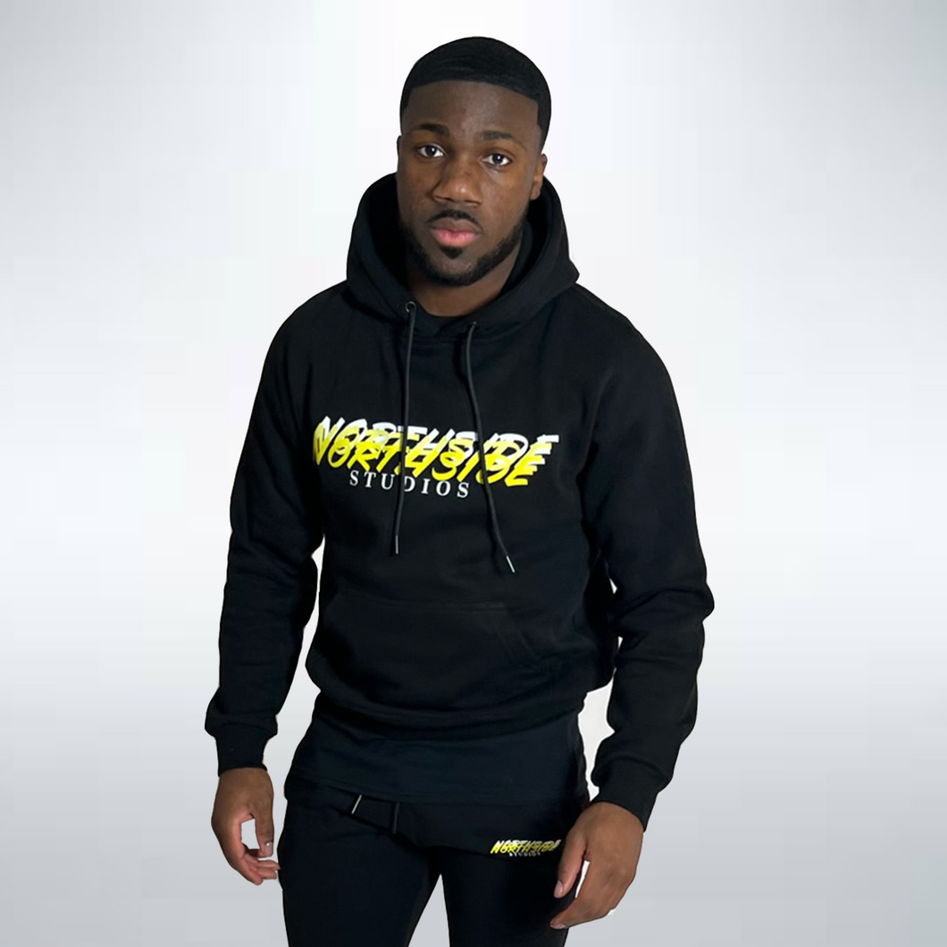 Black NS triple yellow Hoodie